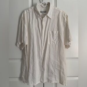 Linea Uomo 100% Linen Short Sleeve Button Up Shirt White Pocket Men’s XXL